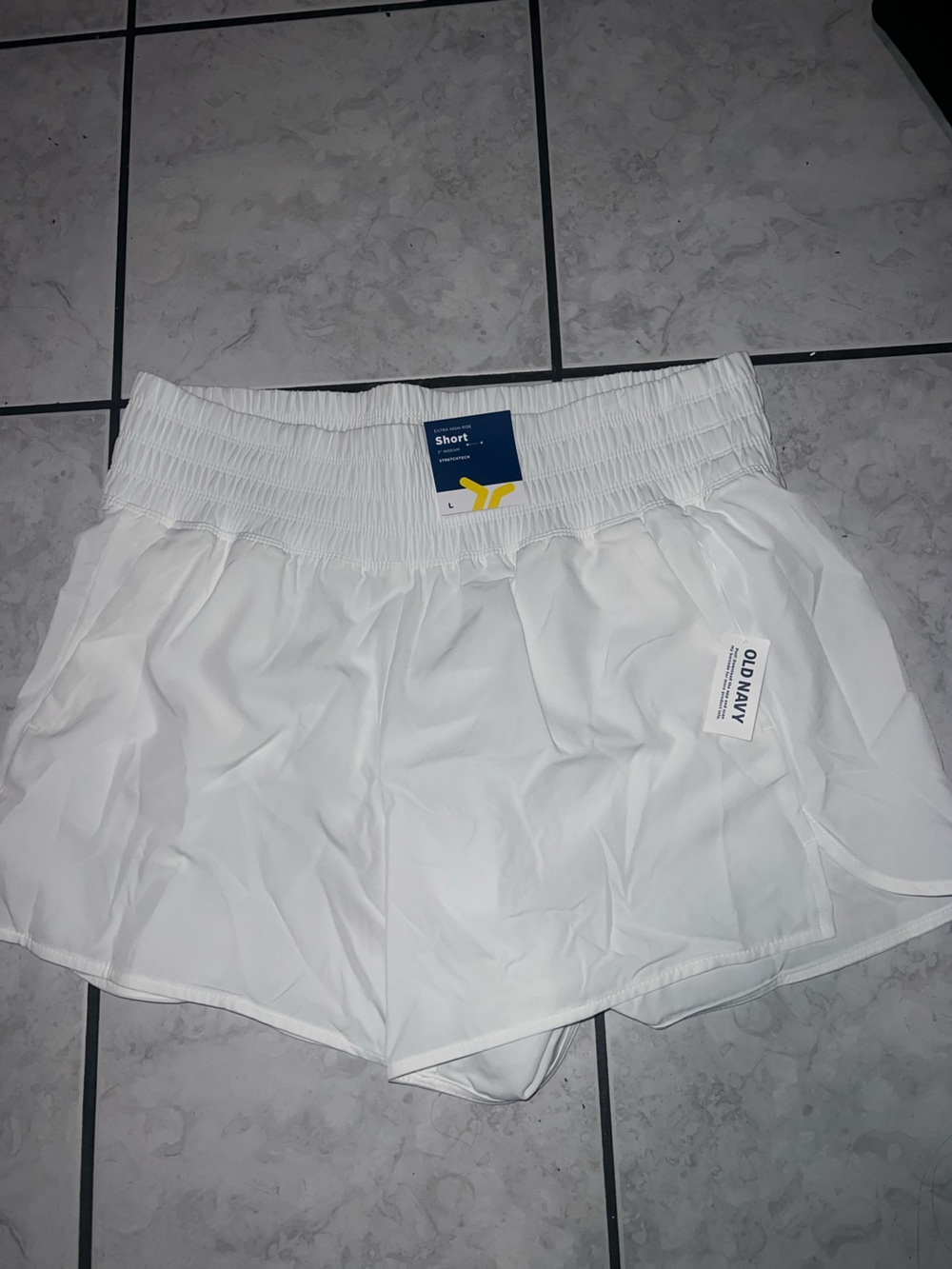Old Navy White Women's Smocked Waist Athletic Shorts